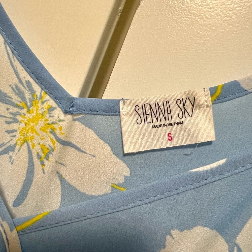 Sienna Sky Light Blue Floral Cold Shoulder Blouse - Picture 2 of 3